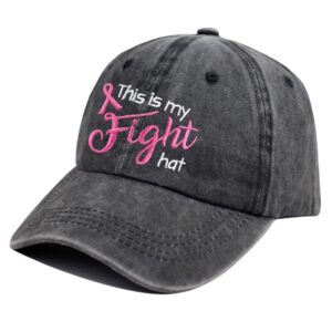 Breast Cancer Gifts for Women, Breast Cancer Awareness Hat, Adjustable Embroidered Pink Ribbon Fight Hope Love Baseball Cap