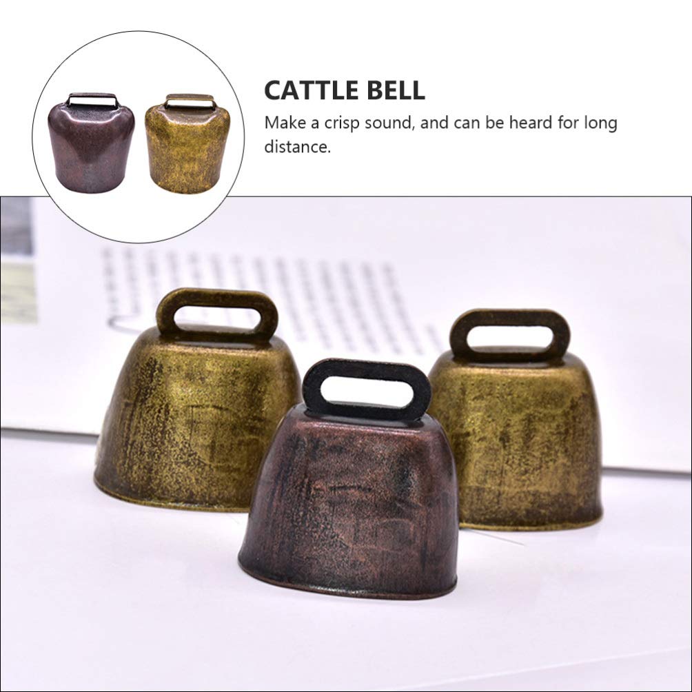 Sewroro 2pcs Grazing Copper Bells Cow Horse Sheep Bells Metal Animal Copper Loud Bronze Bell Pet Anti- Accessories Bell (6X6.3CM)