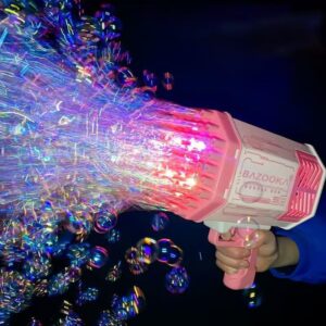 Bubble Gun Bubble Machine Gun 69 Holes Automatic Bubbles Machine for Kids Adults Outdoor Toys Gift for Birthday Wedding Party Bubble Blaster for Indoor Bubble Blower Toddlers - Pink Bubble Makers