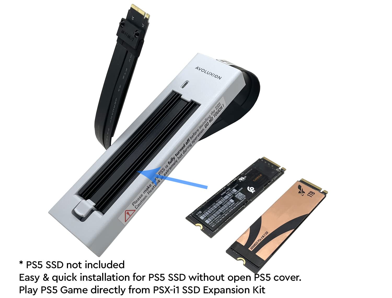 Avoluxion External SSD Expansion Upgrade Kit w/SSD Heatsink for PS5 Game Console (PSX-i1) - Turn Your PS5 Internal SSD Slot to External SSD Expansion Kit - 2 Years Warranty