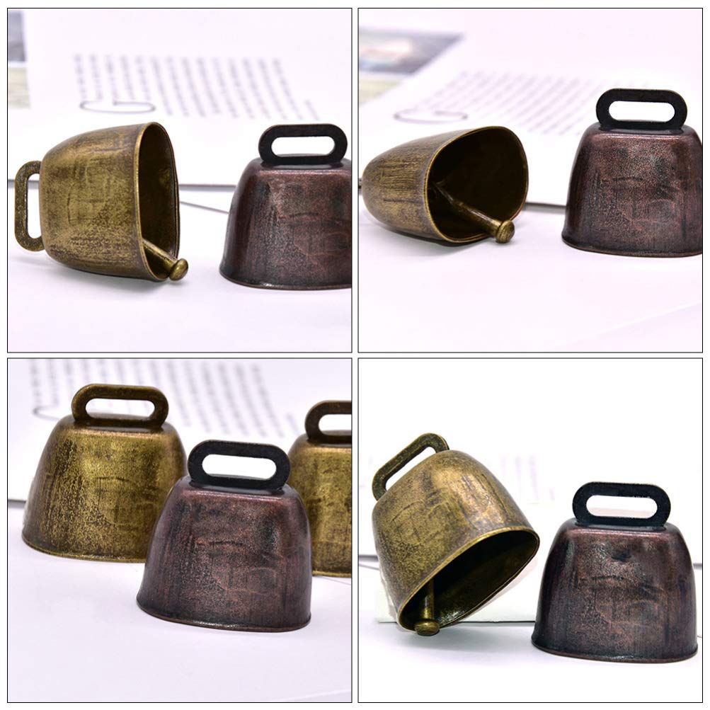 Sewroro 2pcs Grazing Copper Bells Cow Horse Sheep Bells Metal Animal Copper Loud Bronze Bell Pet Anti- Accessories Bell (6X6.3CM)