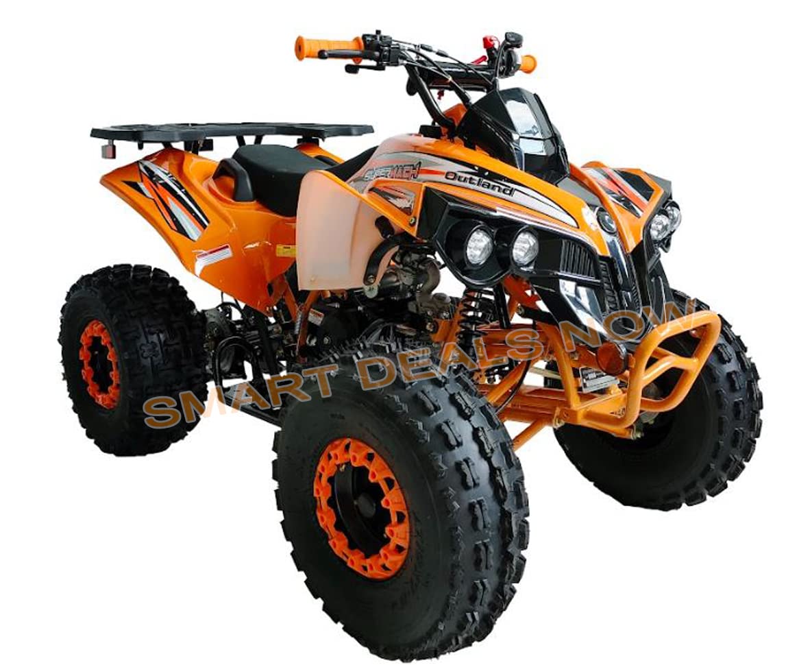 Upgraded 125cc ATV Quad Youth Utility Style ATV 125cc Fully Automatic w Reverse Double LED Headlights Gas ATV 4 Wheeler ATVs Quads Big 19"/ 18" Tires