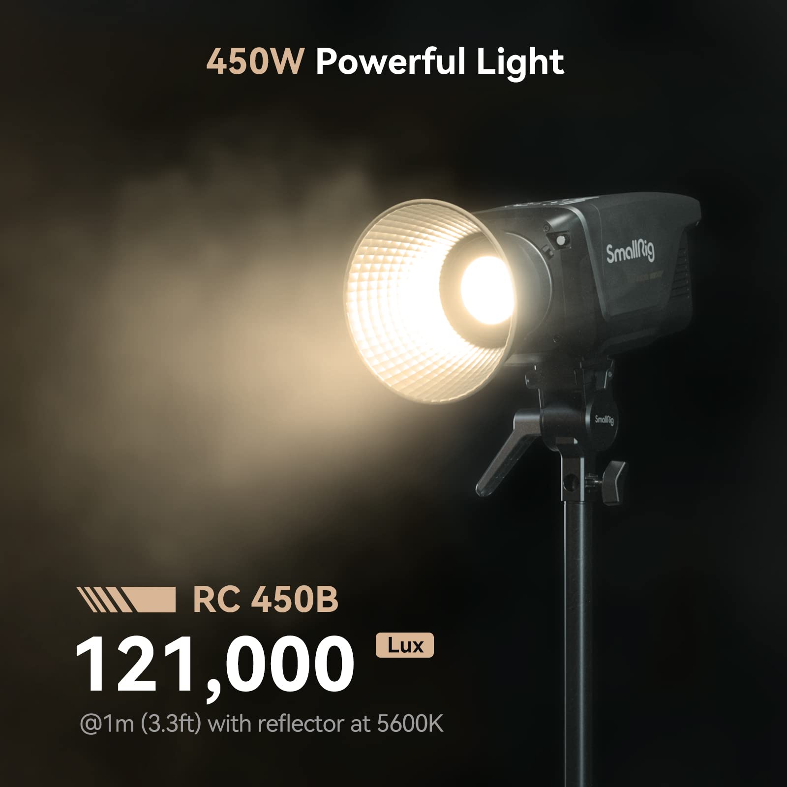 SmallRig RC 450B 450W Bi-Color LED Video Light 121,000Lux @1m CRI 95+ TLCI 96+ 2700K-6500K Camera Studio Lighting w/Bowens Mount Manual and App Control Remotely Professional Light - 3975