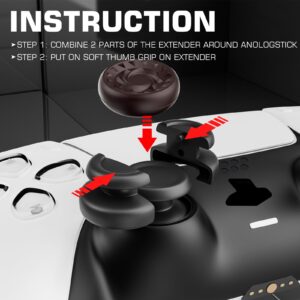 PlayRealm NO Falling Off Thumbstick Extender & Silicone Grip Cover 2 Sets for PS5 & PS4 Controller (Whirlpool Red)