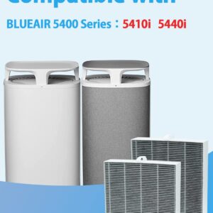 BBT BAMBOOST 5400 ComboFilter Compatible with Blueair DustMagnet 5400 Series, 5410i, 5440i Air Purifier, 2-in-1 HEPA Dustmagnet 5400 ComboFilter, 2 Pack