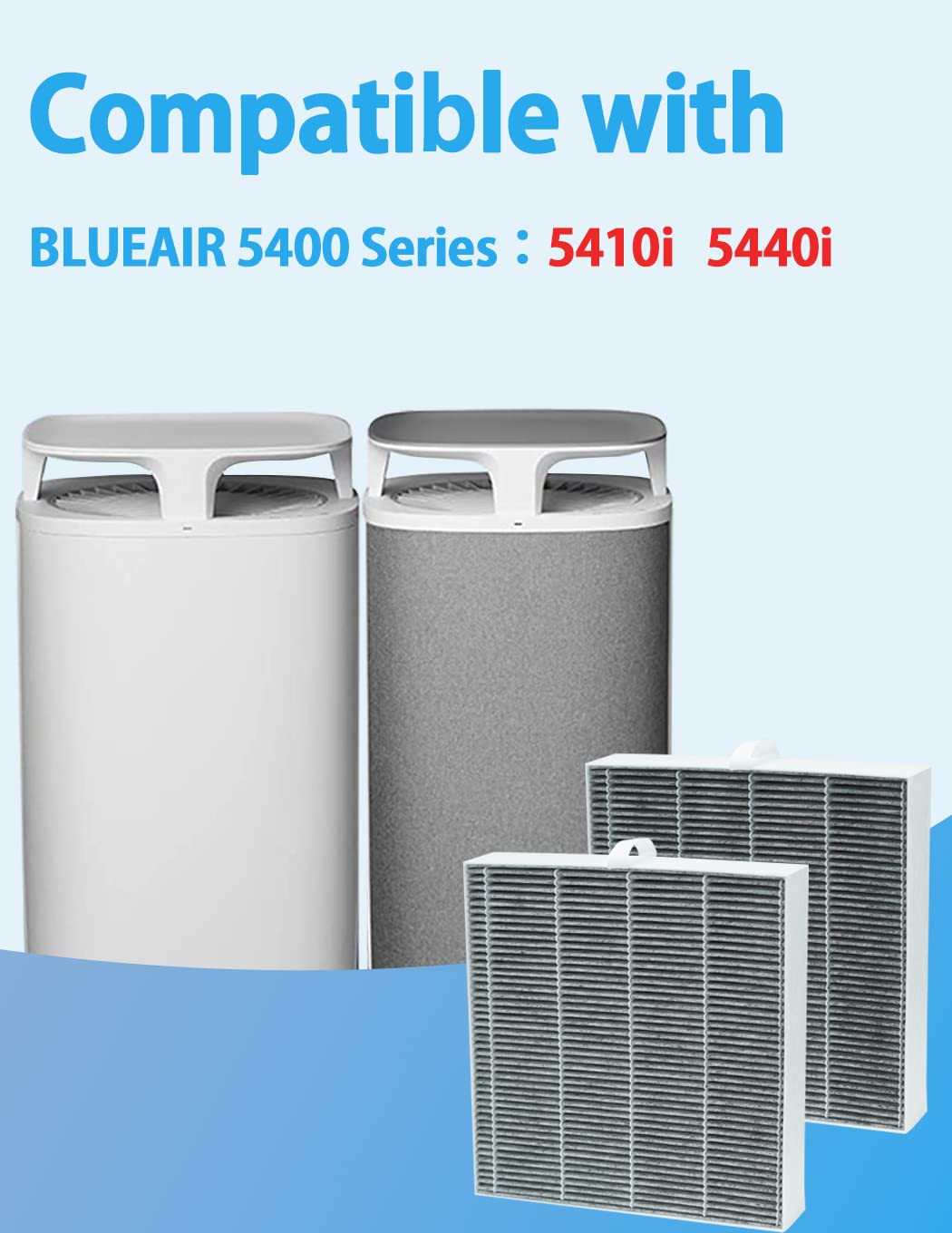 BBT BAMBOOST 5400 ComboFilter Compatible with Blueair DustMagnet 5400 Series, 5410i, 5440i Air Purifier, 2-in-1 HEPA Dustmagnet 5400 ComboFilter, 2 Pack