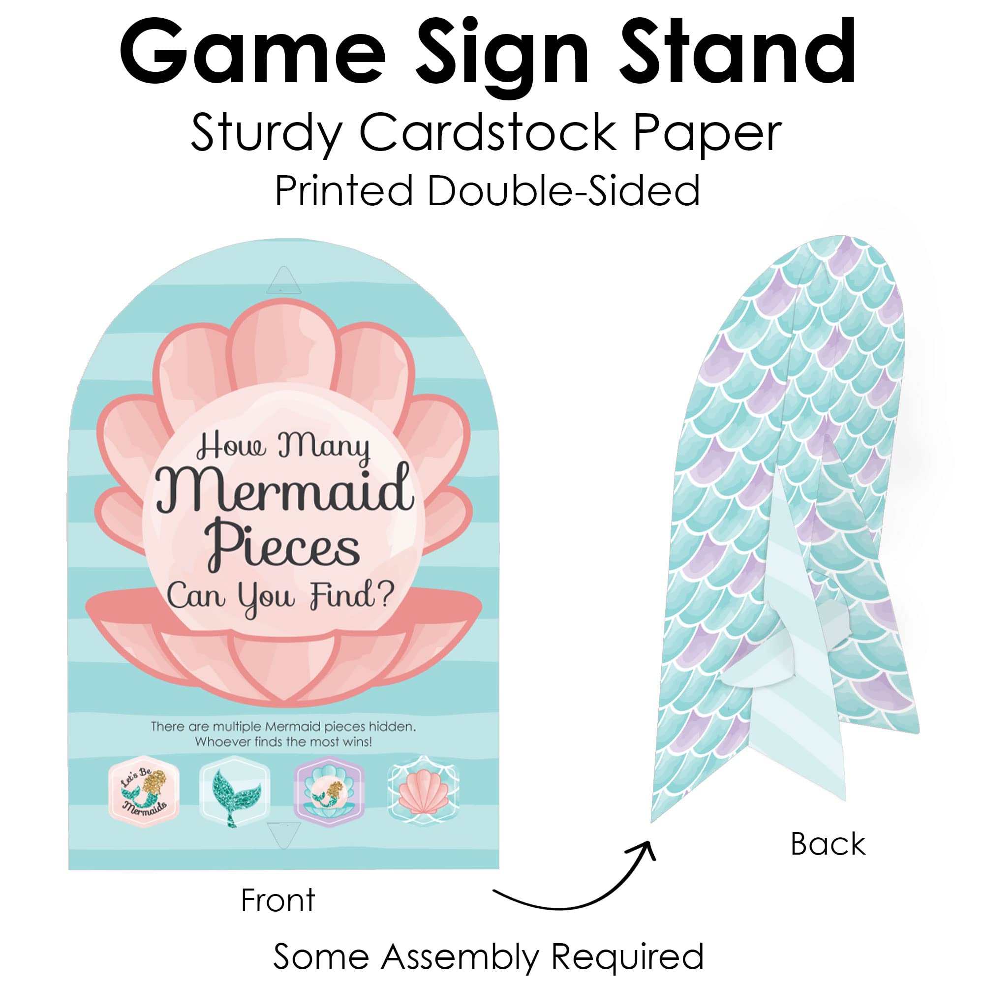 Big Dot of Happiness Let’s Be Mermaids - Baby Shower or Birthday Party Scavenger Hunt - 1 Stand and 48 Game Pieces - Hide and Find Game