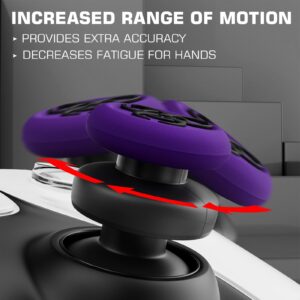 PlayRealm NO Falling Off Thumbstick Extender & Silicone Grip Cover 2 Sets for PS5 & PS4 Controller (BH Purple)