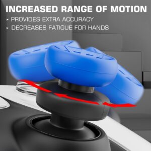 PlayRealm NO FALLING OFF Thumbstick Extender & Silicone Grip Cover 2 Sets for PS5 & PS4 Controller (Turbo Blue)