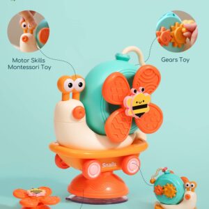 5-in-1 High Chair Toy with Suction Cups Spinner Montessori Toys for Toddler 1-3 Year Old-Fine Motor Infant Tray Sensory Travel Toys for Baby 6-12-18 Months Boy Girl Newborn Birthday Gift