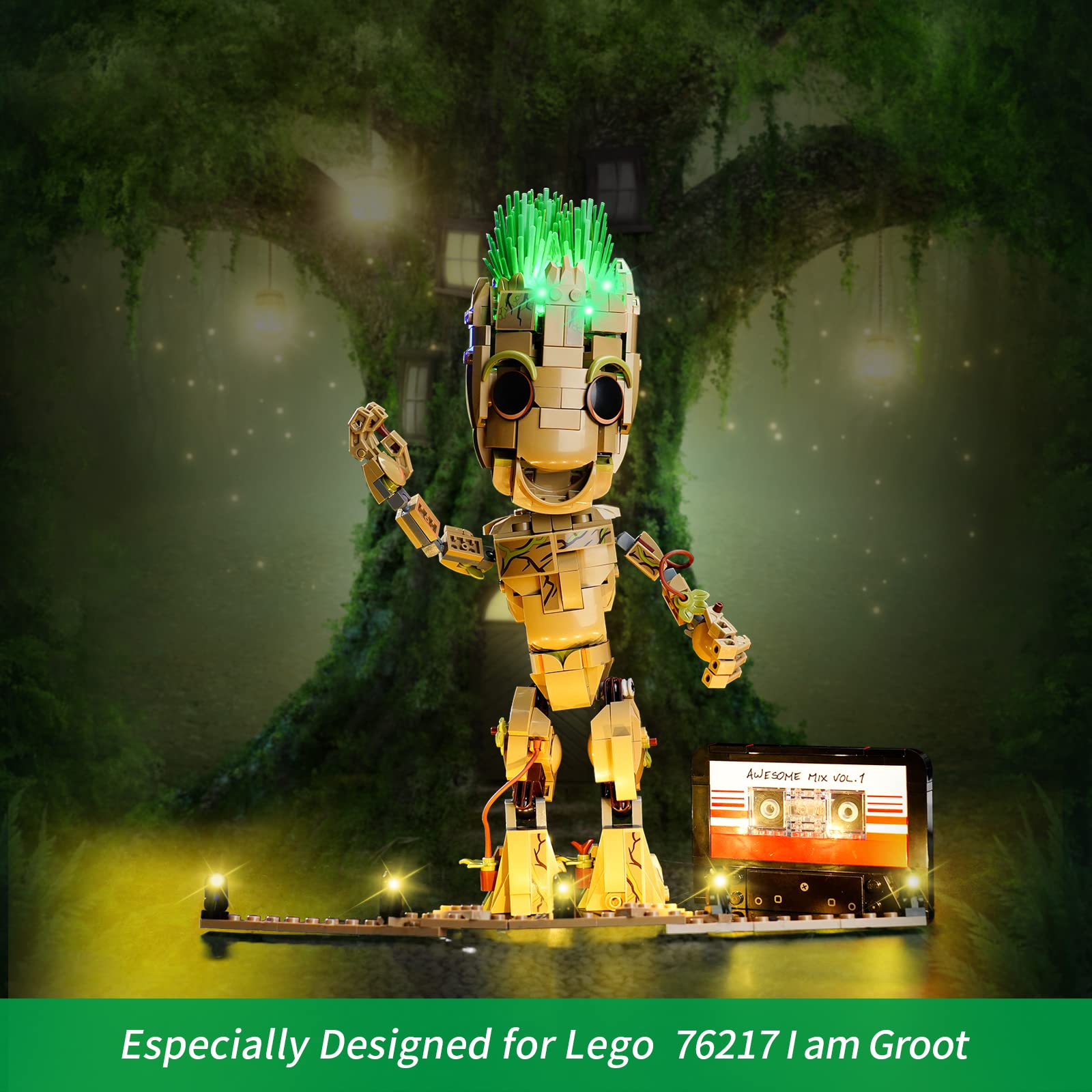 Rorliny LED Light Kit for Lego Marvel I am Groot 76217 Building Toy, Lighting Set Compatible with Lego 76217 (Lights Only, No Lego Models)