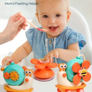 5-in-1 High Chair Toy with Suction Cups Spinner Montessori Toys for Toddler 1-3 Year Old-Fine Motor Infant Tray Sensory Travel Toys for Baby 6-12-18 Months Boy Girl Newborn Birthday Gift