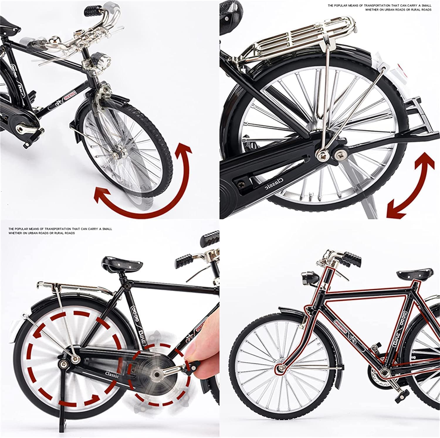 2023 DIY Bicycle Model Scale -【New Version】 Mini Retro Bicycle Finger Model Toy, 1:10 Simulation Alloy Retro Bike Model Collections Decoration, Creative Iron Art Tabletop Ornament Toys (Green)