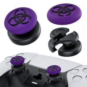 PlayRealm NO Falling Off Thumbstick Extender & Silicone Grip Cover 2 Sets for PS5 & PS4 Controller (BH Purple)