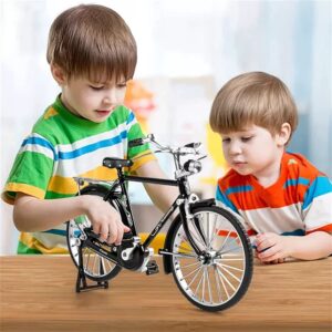 2023 DIY Bicycle Model Scale -【New Version】 Mini Retro Bicycle Finger Model Toy, 1:10 Simulation Alloy Retro Bike Model Collections Decoration, Creative Iron Art Tabletop Ornament Toys (Green)