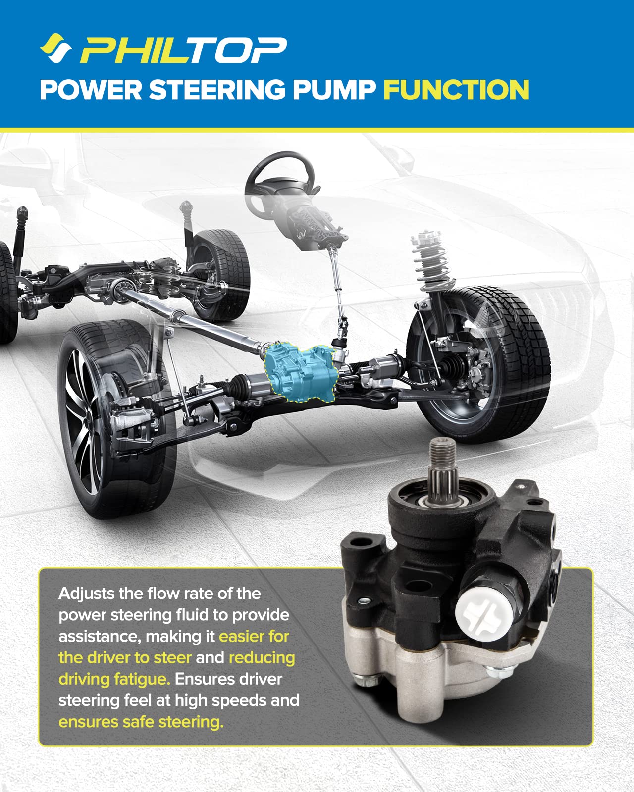 PHILTOP 21-5259 Power Steering Pump Fit For 2001-2005 IS300 Power Steering Pump