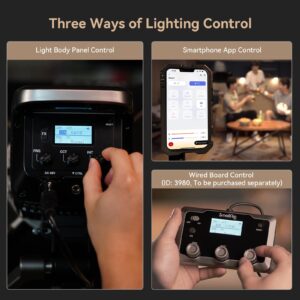 SmallRig RC 450B 450W Bi-Color LED Video Light 121,000Lux @1m CRI 95+ TLCI 96+ 2700K-6500K Camera Studio Lighting w/Bowens Mount Manual and App Control Remotely Professional Light - 3975