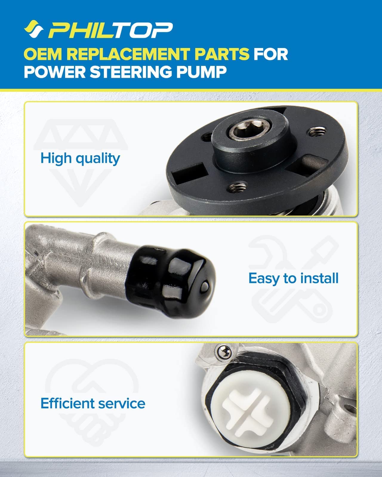 PHILTOP 21-147 Power Steering Pump Fit For 2007-2013 328i, 2006-2010 325i, 2008-2013 128i, 2007-2008 328xi, 2006 330i; 325xi Power Steering Pump