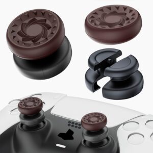 PlayRealm NO Falling Off Thumbstick Extender & Silicone Grip Cover 2 Sets for PS5 & PS4 Controller (Whirlpool Red)