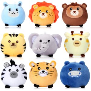 skylety 9 pcs mini plush stuffed animals bulk 3.15 inch cute soft decompress animals plush toys for kids baby shower birthday charity donation gifts classroom prizes(forest animals)