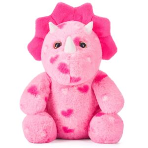 PLAYNICS Stuffed Dinosaur Animal Love Plush Toy with Hearts for Valentine Day,11.4" Soft Small Triceratops Sweet Plushie,Gifts for Her Girls