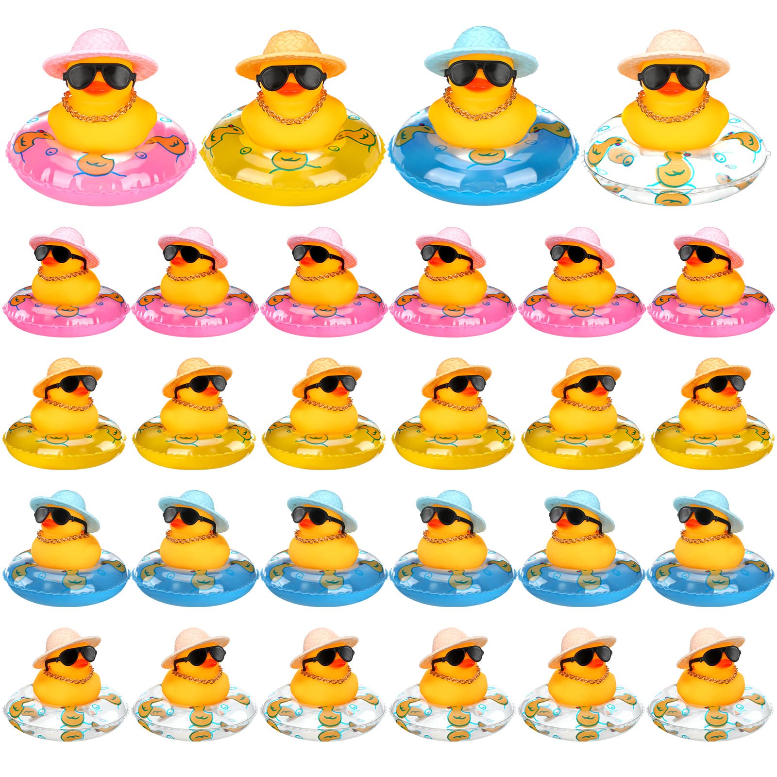 Marsui Mini Rubber Ducks Summer Beach Funny Rubber Ducky Bathtub Shower Ducks for Baby Shower Swimming Pool Toys(24 Pcs)