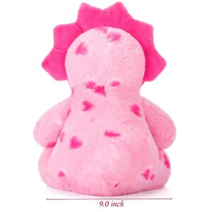 PLAYNICS Stuffed Dinosaur Animal Love Plush Toy with Hearts for Valentine Day,11.4" Soft Small Triceratops Sweet Plushie,Gifts for Her Girls