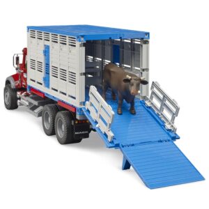 Bruder 02830 Mack Granite Cattle Transportation Truck with 1 Cattle