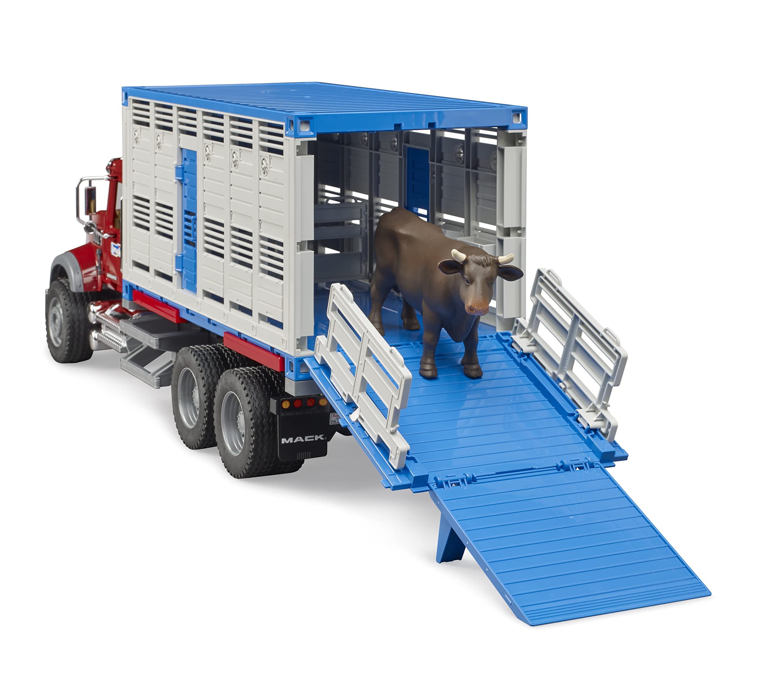 Bruder 02830 Mack Granite Cattle Transportation Truck with 1 Cattle