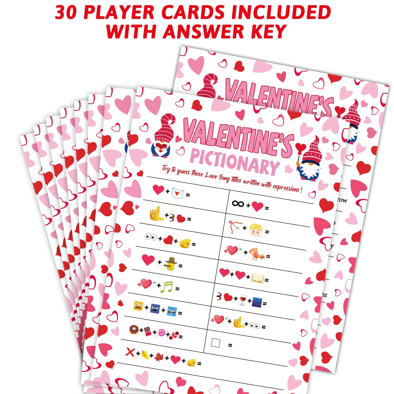 chiazllta 30 Players Valentine’s Day Party Games for Adults Valentines Classroom Trivia Game Favors Love Song Guessing Sing Me a Picture Valentines Party Activity for Large Groups Coworkers