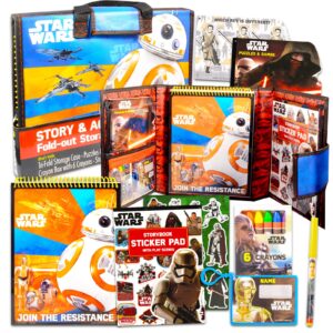 star wars coloring kit - 7 pc bundle with star wars coloring book, star wars puzzle, markers, coloring utensils, stickers, more | star wars activities for kids 8-12