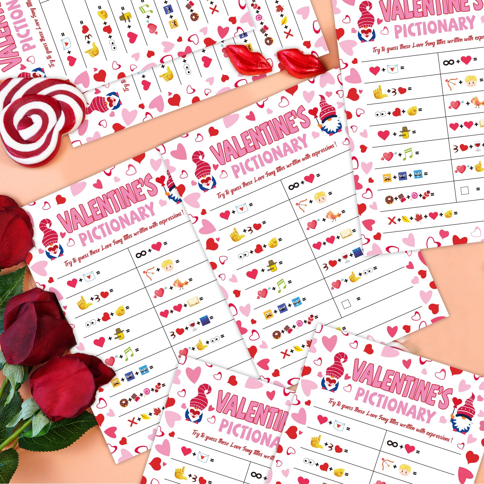 chiazllta 30 Players Valentine’s Day Party Games for Adults Valentines Classroom Trivia Game Favors Love Song Guessing Sing Me a Picture Valentines Party Activity for Large Groups Coworkers