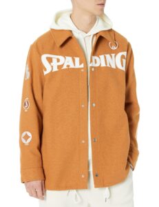 spalding x unknwn men's heritage coaches snap jacket, meerkat, small