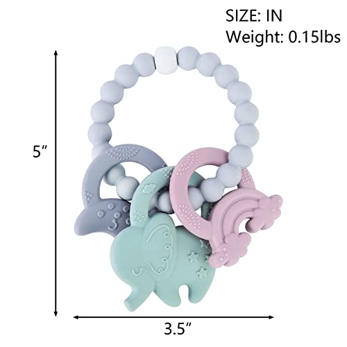 Baby Teething Toys, Silicone Teething Relief Toys, Baby Chew Toys for Sucking Needs, Infant to Toddler Teether, Food-Grade Silicone, Elephant Shape