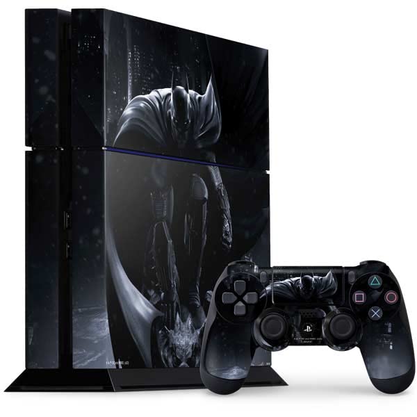 Skinit Decal Gaming Skin Compatible with PS4 Console and Controller Bundle - Officially Licensed Warner Bros Batman Smoke Design