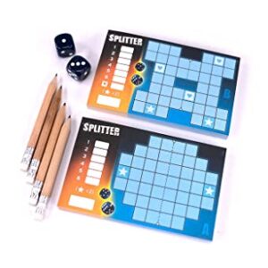 Splitter Dice Game - A Symmetrical Challenge of Numbers and Strategy, Roll-and-Write Puzzle Game, Family Game for Kids and Adults, Ages 8+, 1-12 Players, 15 Minute Playtime, Made by Pandasaurus Games