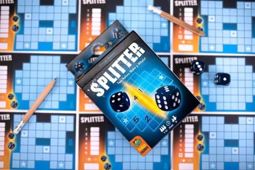 Splitter Dice Game - A Symmetrical Challenge of Numbers and Strategy, Roll-and-Write Puzzle Game, Family Game for Kids and Adults, Ages 8+, 1-12 Players, 15 Minute Playtime, Made by Pandasaurus Games