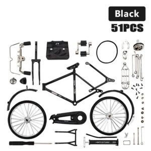 2025 New 51 Pcs DIY Retro Bicycle Model Ornament For Kids, Creative 1:10 Simulation Mini Bicycle Model Scale Kit With Inflator and Briefcase, Finger Bike Models Toys For Desktop Decoration Ornament