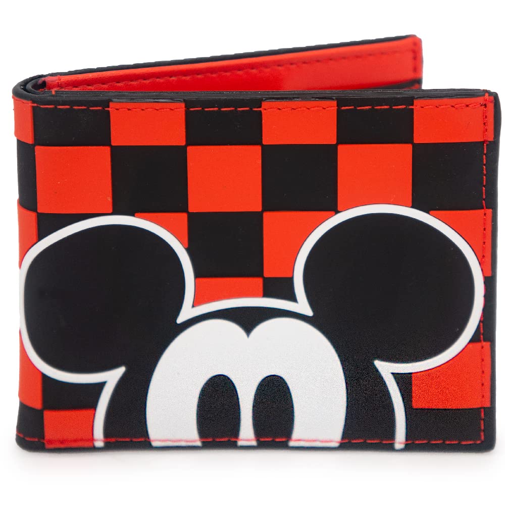 Buckle-Down Disney Wallet Bifold Rubber Mickey Mouse Checkered Keep Rollin Mickey