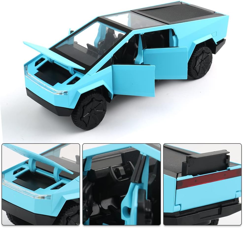 1/32 Toy Trucks Pickup Off-Road Vehicle Alloy Car Model Diecast Metal Toy Truck Model Simulation Sound Light Gifts for boy Girl. (Blue)