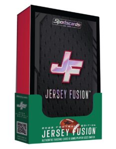 2022 sportscards jersey fusion football edition hobby box - 1 original trading card with an authentic player worn swatch or patch