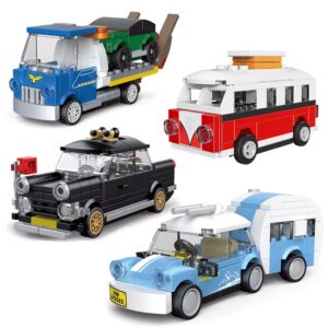 Ulanlan Pull Back Car Building Blocks Sets, Pull and Go, 3D Assembly Vehicles for Boys Building Block Car Toys Party Favor for Kids Age 6 7 8 9 10, 419 Pieces