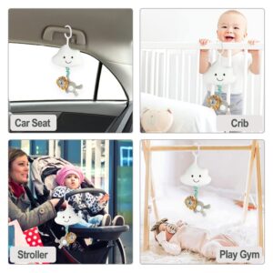 Blublu Park Baby Hanging Musical Toy with Music Box, Baby Lullaby Pull Musical Sensory Toys for Babies Boys and Girls, Clip On Baby Pram Pushchair Cribs Strollers Car Seats Toys, Cloud