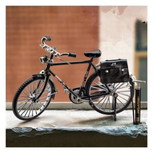 2025 New 51 Pcs DIY Retro Bicycle Model Ornament For Kids, Creative 1:10 Simulation Mini Bicycle Model Scale Kit With Inflator and Briefcase, Finger Bike Models Toys For Desktop Decoration Ornament