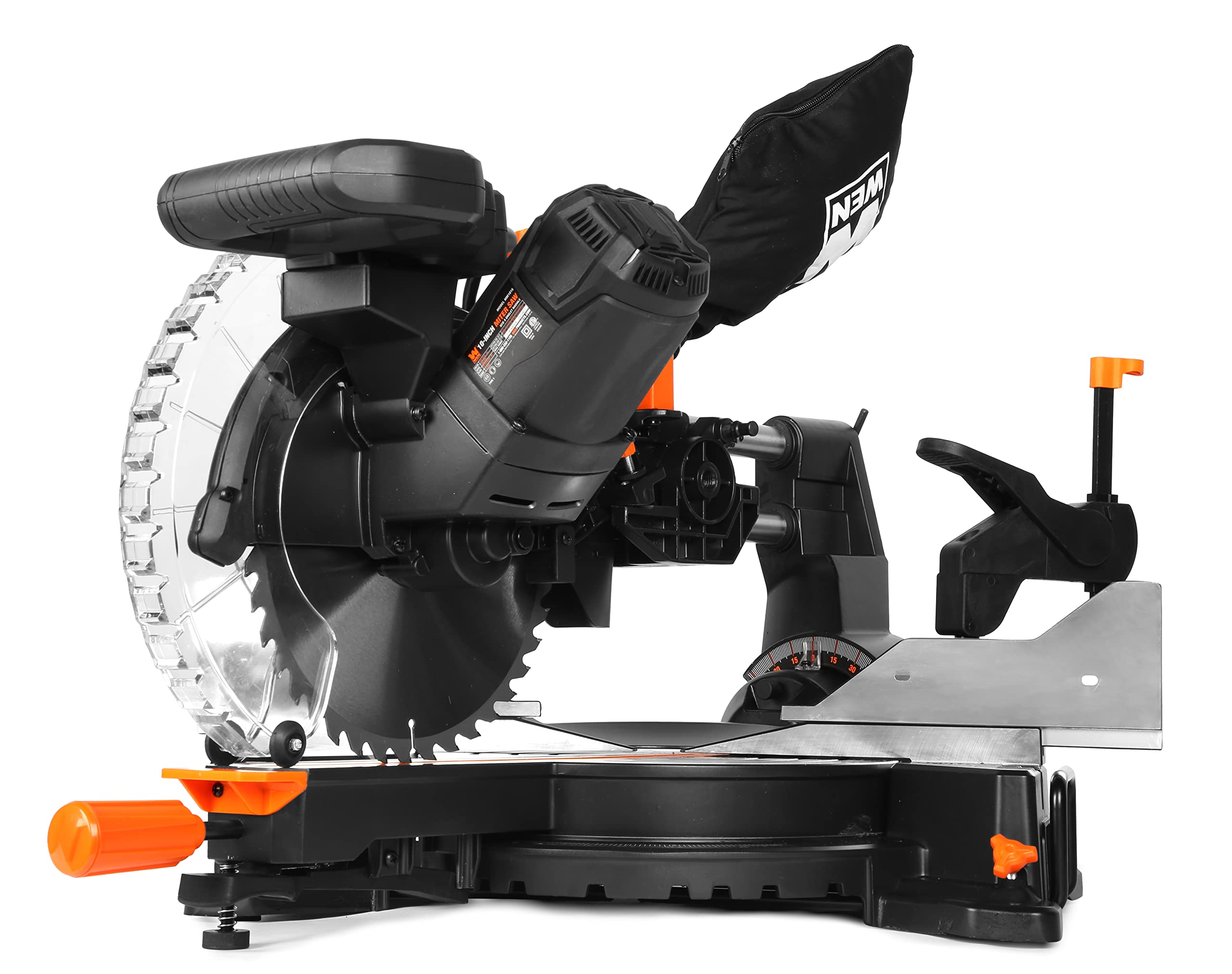 WEN MM1015 15-Amp 10-Inch Dual Bevel Sliding Compound Miter Saw with LED Cutline Multi-color