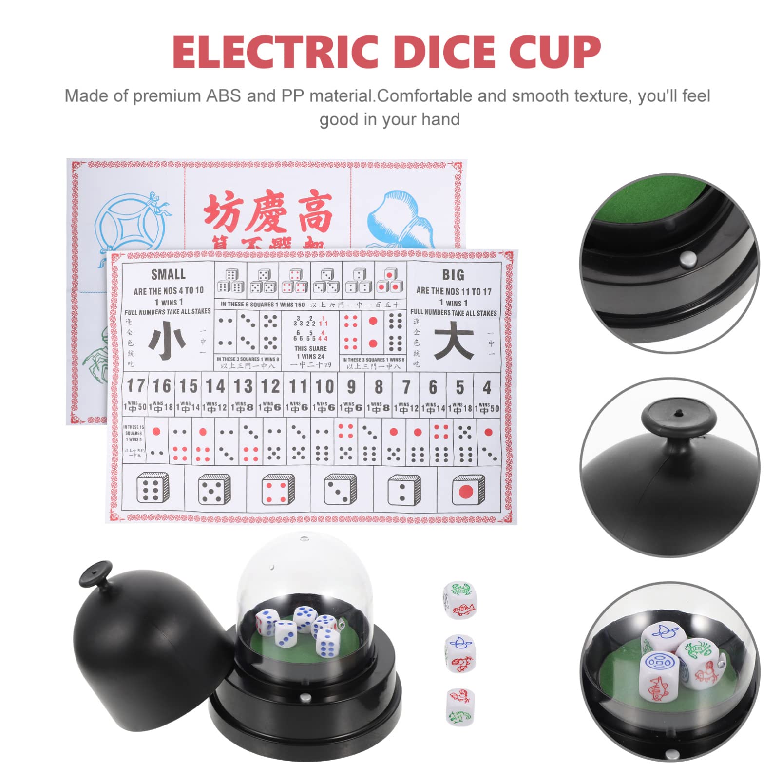 BESPORTBLE Automatic Lucky Dice Roller Cup Set Electrical Shaking Dice Cup Battery Powered Shaker Dice Set Ktv Pub Bar Party Game for Christmas Party Games