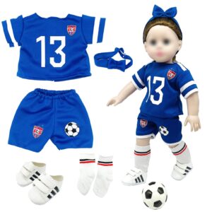 dciki 18 inch doll clothes and accessories, world cup team usa soccer outfit fits american 18 inch girl dolls