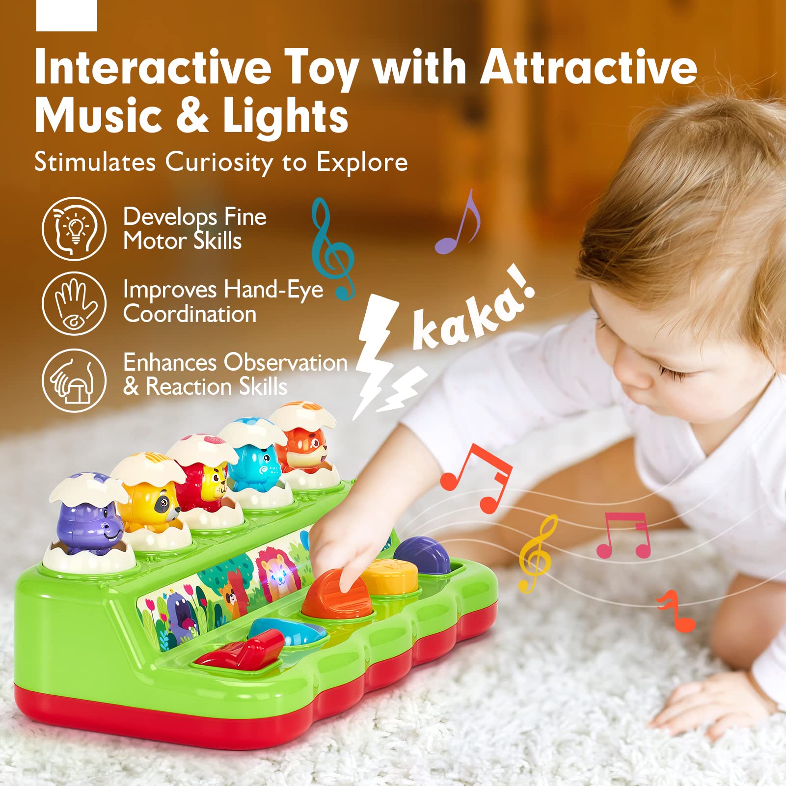 hahaland Toys for 1 Year Old Boy Baby Toddler Toys Age 1-2 for Boys Girls Gifts Pop up Toy with Music and Light for Toddlers 1-3 Cause and Effect Toys Stocking Stuffers for Toddlers 1-3