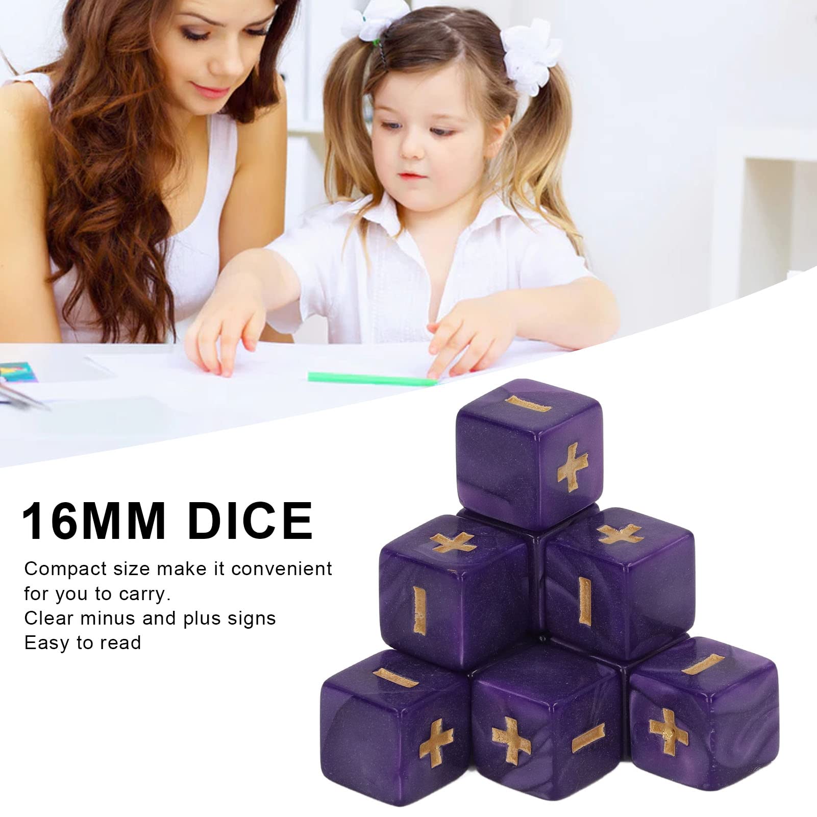 Syrisora 20Pcs 16mm Dice Set Math Calculation Minus Sign Plus Toys for Kids Classroom Teaching Supplies()