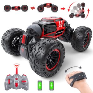 Powerextra Remote Control Car, Gesture Sensing RC Car, 4WD Transform Off Road Crawler, All Terrains Toy Stunt Car with Two Batteries, 50+ Mins Play Time for 6-12 Year Old Boys & Girls